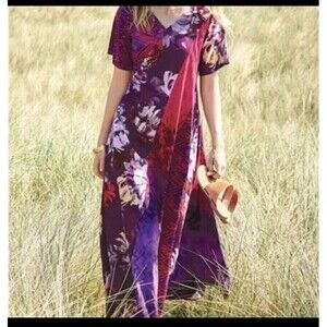 Soft Surroundings Multicolored Floral Patchwork Boho Maxi Dress. Womens